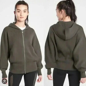 Athleta Aurora Dolman  Full Zip Knit Sweater Olive Army Green Size XS